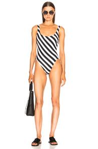 Norma Kamali Mio Swimsuit In Black,stripes