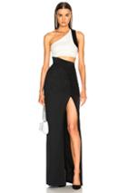 Galvan Asymmetric Cut Away Dress In Black,white
