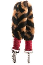 Fendi Mini Logo Print Shearling Bag Strap In Brown