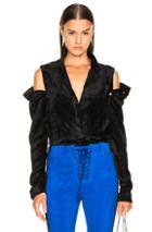 Unravel Stripe Velour Open Buttons Top In Black
