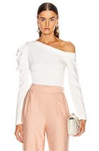 Cushnie One Shoulder Long Sleeve Top In White