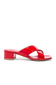 Maryam Nassir Zadeh Patent Leather Lauren Slide Heels In Red