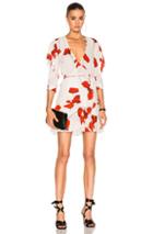 Michelle Mason Flutter Sleeve Wrap Mini Dress In Floral,red,white