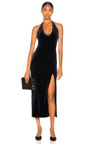 Galvan Velvet Ellipse Dress In Blue