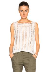 Veronica Beard Surfside Square Ripstop Silk Blouse In White
