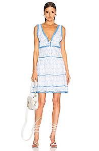 Jonathan Simkhai Stripe Eyelet Gathered Mini Dress In Blue,white