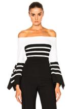 Rosetta Getty Off The Shoulder Scarf Hem Top In Black,stripes,white