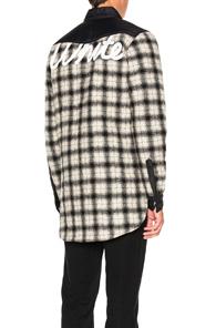 Off-white Quilted Flannel Button Down In Black,white,checkered & Plaid