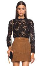 Saint Laurent Cotton-blend Lace Top In Black,floral