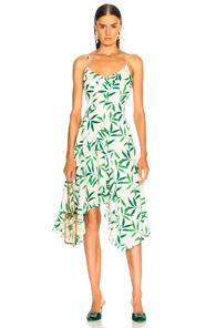Caroline Constas Marie Slip Dress In Green,floral,white