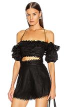 Zimmermann Allia Pintuck Off Shoulder Top In Black