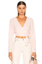 Norma Kamali Long Sleeve Dolman Wrap Top In Pink