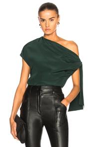 Tibi Asymmetrical Tie Top In Green
