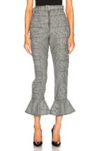 Self-portrait Frilled Check Trousers In Black,checkered & Plaid