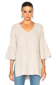 Derek Lam 10 Crosby V Neck Bell Sleeve Sweater In Neutrals