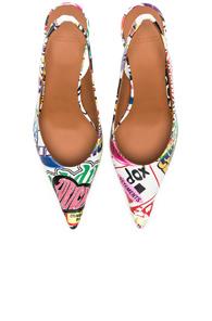 Vetements Leather Sticker Slingbacks In White,abstract