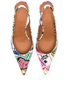 Vetements Leather Sticker Slingbacks In White,abstract