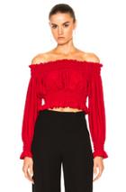 Norma Kamali Cropped Peasant Top In Red