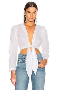 Lisa Marie Fernandez Pouf Crop Tie Top In White