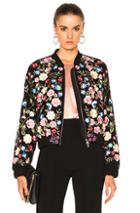 Needle & Thread Flower Foliage Bomber In Black,floral