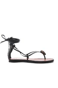 Valentino Tribe Gladiator Leather Flat Sandals In Black