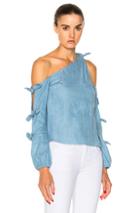 Nicholas Chambray Knot One Shoulder Top In Blue