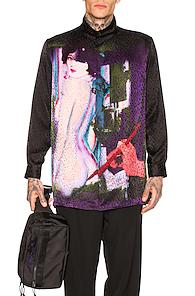 Yohji Yamamoto Let Me Through Shirt In Abstract,animal Print,black,purple