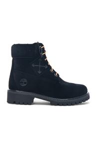 Off-white X Timberland Velvet Hiking Boots In Black