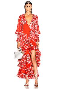Alexis Rodina Dress In Floral,orange,red