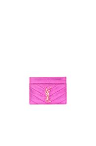 Saint Laurent Monogramme Cardholder In Pink,metallics