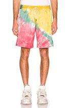 Just Don Tie Dye Basketball Short In Green,ombre & Tie Dye,pink,yellow