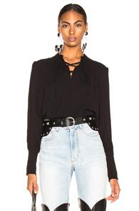 Frame Lace Up Top In Black