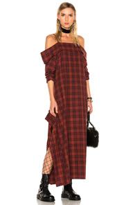 R13 For Fwrd Exclusive Mini Apron Dress In Checkered & Plaid,red