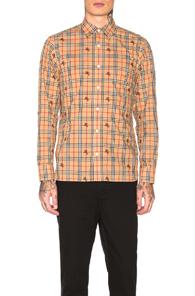 Burberry Edward Plaid Long Sleeve In Animal Print,neutral,plaid