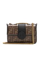 Fendi Mini Logo Print Double F In Brown,black