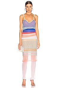Y/project Rainbow Dress In Blue,orange,stripes