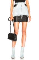 Alexander Wang Leather And Denim Hybridmoto Skirt In Blue