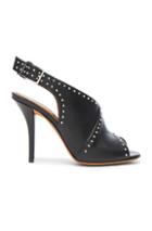 Givenchy Studded Leather Open Toe Heels In Black