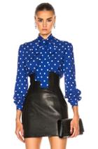 Saint Laurent Polka Blouse In Blue,geometric