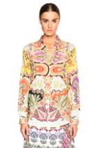 Etro Boyfit Shirt In Yellow,floral,abstract,orange