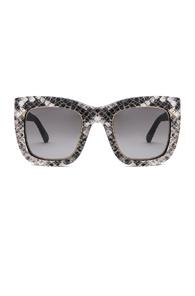 Stella Mccartney Falabella Chain Sunglasses In Black,white,animal Print