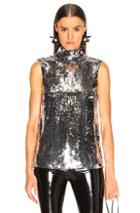 Tibi Sequin Turtle Neck Shell Top In Metallic