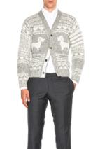 Thom Browne Hector Browne Fair Isle Jacquard Cardigan In Gray,stripes