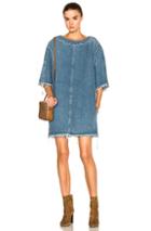 Chloe Washed Denim Dress In Blue