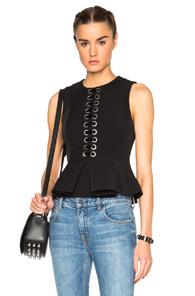 Alexander Wang Front Lace Peplum Top In Black