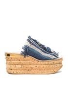 Chloe Stripy Canvas Camille Wedges In Blue,stripes