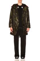 Givenchy Hooded Fishtail Jacket In Abstract,brown,green