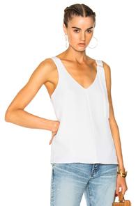 Tibi Drape Twill Strap Top In White