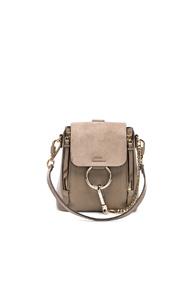 Chloe Mini Faye Calfskin & Suede Backpack In Gray