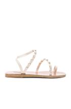 Ancient Greek Sandals Leather Apli Pearls Sandals In White